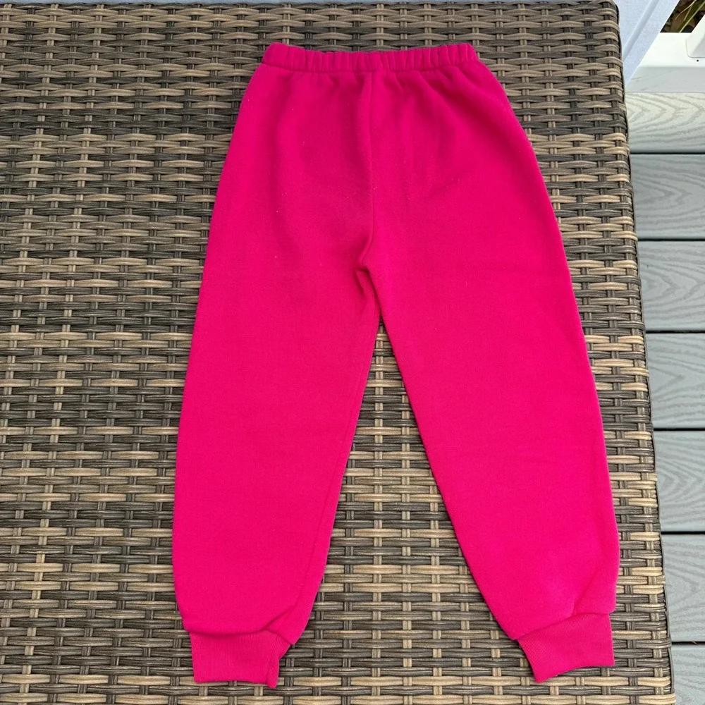 Vintage 90s ZING Girls Size 4 Pink 3D Butterfly Fleece Sweatsuit 2 Pc Set
